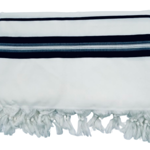 טלית צמר תשבץ פסים שחורים לא מחליקה